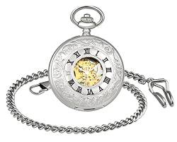 SUPBRO Damen Herren Taschenuhr Analog Mechanische Kettenuhr Uhr Pocket Watch mit Halskette Pullover Kette Unisex von SUPBRO