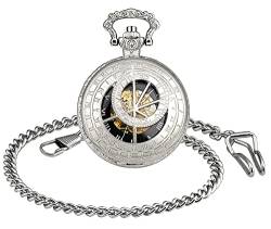 SUPBRO Damen Herren Taschenuhr Analog Mechanische Kettenuhr Uhr Pocket Watch mit Kette Pullover Kette Meridian von SUPBRO