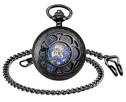 SUPBRO Damen Herren Taschenuhr Loch Analog Mechanische Kettenuhr Uhr Pocket Watch mit Kette Pullover Kette von SUPBRO
