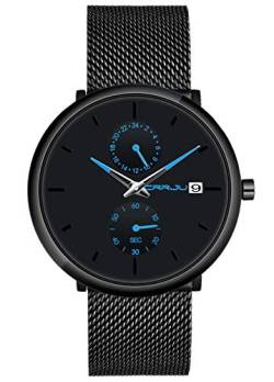 SUPBRO Herren Uhr Männer Edelstahl Wasserdicht Armbanduhr Analog Zifferblatt Business Uhr Datum Ultra Dünne Quarz von SUPBRO