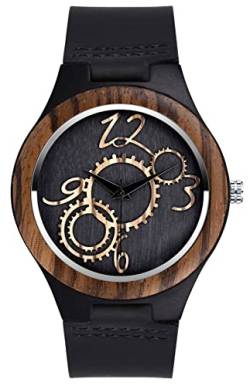 SUPBRO Holzuhren Herren Holz-Armbanduhr Ausrüstung Holzuhr für Herren Analoge Japanisch Holzuhr Quarzwerk Uhr für Männer von SUPBRO