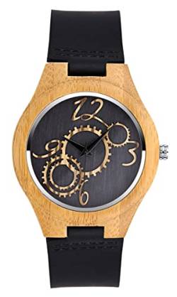 SUPBRO Holzuhren Herren Holz-Armbanduhr Ausrüstung Holzuhr für Herren Analoge Japanisch Holzuhr Quarzwerk Uhr mit Lederband von SUPBRO