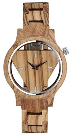 SUPBRO Holzuhren Herren Uhren Dreieck Holz-Armbanduhr Natur Hölzerne Uhr für Männer Analog Armbanduhr Holzuhr Quarzwerk mit Holzarmband von SUPBRO