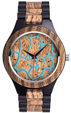 SUPBRO Holzuhren Herren Uhren Holz-Armbanduhr Uhr Aus Holz Analog Armbanduhr Holzuhr Quarzwerk mit Holzarmband für Männer Zerkleinertes Holz von SUPBRO