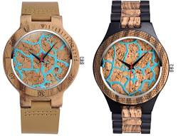 SUPBRO Holzuhren Herren Uhren Holz-Armbanduhr Unisex Uhr Aus Holz Analog Armbanduhr Holzuhr Quarzwerk mit Holzarmband für Herren & Damen von SUPBRO