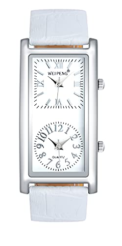 SUPBRO Modische Damen-Armbanduhr Analog Quarz Weiß Zifferblatt Armbanduhr mit Leder Armband Eckiges Gehäuse Weiß von SUPBRO