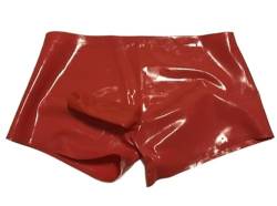 SUPERCH Transparenter Latex-Boxershorts für sexy Herren mit Kondom-Gummiunterwäsche, Rot, 3XL von SUPERCH