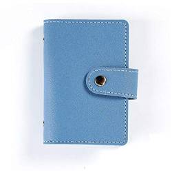 SUPERTOOL Kreditkartenetui aus weichem Leder, Mini-Geldbörse, tragbar, Kreditkartenhalter, mehrere Fächer, Visitenkartenetui mit Knopf, blau, 7.5cmx11cm von SUPERTOOL