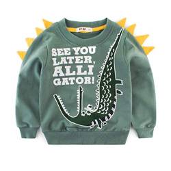 SUPFANS Jungen Süße Dinosaurier Sweatshirts Pullover Pullover Baumwolle T-Rex Langarm Tops Kleinkind T-Shirt Gr. 5 Jahre, 02 grün von SUPFANS