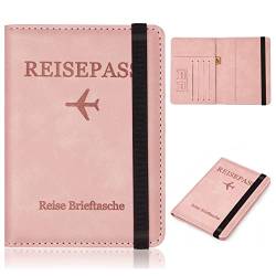 SUPGEAR Hülle Reisepasshülle Halter mit RFID-Blocker, Premium Kunstleder Reisepass Schutzhülle für Kreditkarten, Ausweis und Reisedokumente für Damen Herren (Rosa) von SUPGEAR