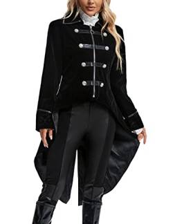 SUPLEAP Damen Steampunk Gothic Viktorianischer Frack Mittelalter Langer Mantel Jacke, Schwarz, M von SUPLEAP