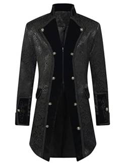 SUPLEAP Herren Gothic Viktorianischer Renaissance Frack Steampunk Jacke Frock Mantel (Schwarz, Größe M) von SUPLEAP