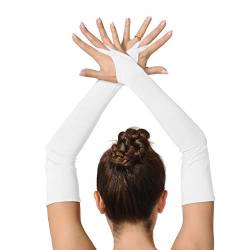 Erwachsene, Unisex-Handschuhe, Ellenbogen-Länge, Elastan, fingerlos, lange Handschuhe, Einheitsgröße, weiß, One size von SUPRNOWA