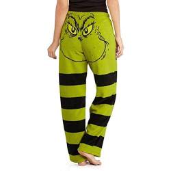 Weihnachts Grinch Pyjama,Grinch Pyjama Damen Plus-Size-Hose,Grünes Weihnachtsmann-Kostüm,Baumwolle Damen-Pyjama-Hose,Damen Yoga Hosen Fitness Lange Hosen Gestreifte lässige Hose mit weitem Bein von SUPYINI