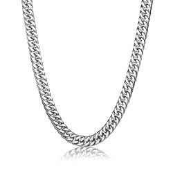 SURALIN 1PCS 8MM Herren Kubanische Halskette Herren Halskette Herren Edelstahl Halskette Rapper Halskette Länge ca 50cm von SURALIN