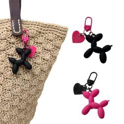 SURALIN 2 Stück Ballon-Hunde-Schlüsselanhänger für Frauen und Mädchen, Autoschlüssel-Schlüsselanhänger-Zubehör, niedliche Ballon-Tier-Schlüsselanhänger von SURALIN