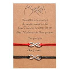 SURALIN 2 Stück Paar-Armbänder, kreatives Unendlichkeitssymbol, handgestricktes Paar-Freundschaftsarmband mit Karte, Rot + Schwarz von SURALIN