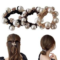SURALIN 3PCS Elastische Haargummis Mädchen, Perlen-Haarbänder, starke elastische Haargummis, Pferdeschwanz-Halter, Haarschmuck für Frauen und Mädchen von SURALIN