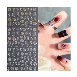 SURALIN 6PCS Nail Art Stickers, Nagelsticker Selbstklebend Jahrgang Rosen Bronzieren DIY Nagel Aufkleber Sticker,Sticker für Nägel von SURALIN