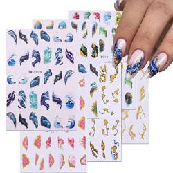 SURALIN 6PCS Nail Art Stickers, Nagelsticker Selbstklebend Verschmierte marmorierte Streamer-Bronzierung DIY Nagel Aufkleber Sticker,Sticker für Nägel von SURALIN