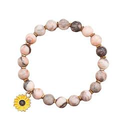 SURALIN 8 mm natürliches Rosa Zebra-Stein-Perlen-Armband, Mann und Frau, Freundschaft, Perlenarmband von SURALIN