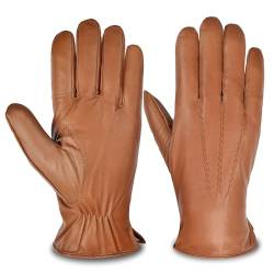 SURAWIL Herren-Handschuhe aus Leder mit Touchscreen, echtes Leder, Fleece-gefüttert, SUM05-US, Light Brown, X-Large von SURAWIL
