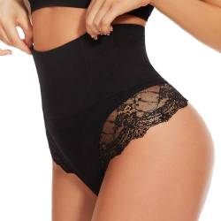 SURE YOU LIKE Bauchweg Unterhose Damen Mittle Taille Mieder String Shapewear Tanga Seamless Figurformende Shaping Unterwäsche, Schwarz, 1pcs, XXL von SURE YOU LIKE