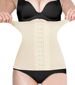 SURE YOU LIKE Korsett Damen Waist Trainer Taille Cincher Corset Bauchweg Body Shaper Corsage Unterbrust Verstellbar Taillenmieder Taillenformer(L, Beige) von SURE YOU LIKE