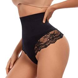 SURE YOU LIKE Shapewear Damen Tanga Mittle Taille Bauchweg Unterhose Miederhose Tanga Bauchkontrolle Shapewear Tanga Unterwäsche, Schwarz M von SURE YOU LIKE