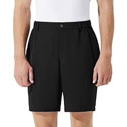 SURFEASY Herren Golf Shorts Stretch Kurze Golfhosen Leichte Schnelltrocknende 9" Bermuda Shorts(Black,L) von SURFEASY