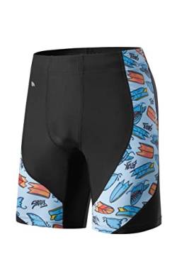 SURFEASY Herren Jammers Badeanzug Schwimmen Schwimmhose Badehose Eco Endurance+ Pro Mid Length Shorts Swim Trunks wettkampfhose Herren (Schwarz/Hai,XXL) von SURFEASY