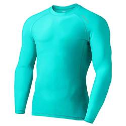 SURFEASY Herren Rashguard Langarm Sonnenschutz Rash Vest Men, Rash Guard Shirt Zum Surfen Schwimmen Angeln Wandern, Kompression, Outdoor-Aktivitäten Baselayer (Aqua Grün,M) von SURFEASY