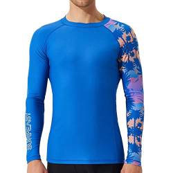 SURFEASY Herren Rashguard Langarm Sonnenschutz Rash Vest Men, Rash Guard Shirt Zum Surfen Schwimmen Angeln Wandern, Kompression, Outdoor-Aktivitäten Baselayer (Kokosnuss Baum,M) von SURFEASY