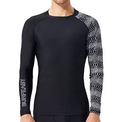 SURFEASY Herren Rashguard Langarm Sonnenschutz Rash Vest Men, Rash Guard Shirt Zum Surfen Schwimmen Angeln Wandern, Kompression, Outdoor-Aktivitäten Baselayer (Schlangen Muster,XXL) von SURFEASY