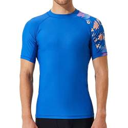 SURFEASY Rash Guard Hemd Kurzarm Schwimmen Surfen Tops Schwimm Shirt Tshirt Herren Schnelltrocknend Badeshirt(Kokosnuss Baum,L) von SURFEASY