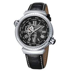 SURVAN WatchDesigner Herren Armbanduhr Automatik mit Lederband Analog Watches Mechanisch (Silber) von SURVAN WatchDesigner