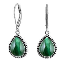 SURYAGEMS Natürlicher Malachit 925 Sterling Silber Grüne Farbe Baumeln Ohrring Birnenform Teardrop Lünette Stil Ohrringe Schmuck Für Damen von SURYAGEMS