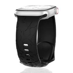 SUTQIGUI Geblümtes schwarzes Armband mit Gravur, kompatibel mit Apple Watch, 38 mm, 40 mm, 41 mm, weiches Silikon-Armband mit geprägter Blume, für iWatch SE1, SE2, Serie 9, 8, 7, 6, 5, 4, 3, 2, 1, von SUTQIGUI