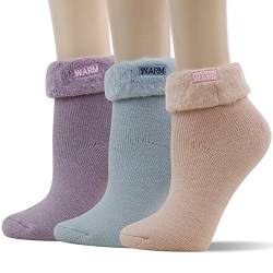 SUTTOS Damen Warme Thermal Socken, Starke Wärmeisolierte Socken, warme Winter-Crew Socken für kaltes Wetter Einheitsgröße 3 Paare A von SUTTOS