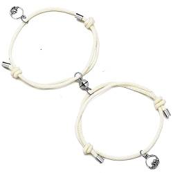 SUVIA 2 Paar Magnet-Armbänder für Männer und Frauen, Seil-Charm-Armband, Persönlichkeitsschmuck – D, Wachsseil + Metall von SUVIA
