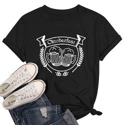 Oktoberfest T Shirt Damen Bier Tshirt Kurzarm Outfit Bierliebhaber-Geschenk Tops von SUWATOIN