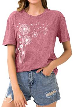 Pusteblume Tshirt Damen Sommer Shirts Rundhals Kurzarm Lässig Basic T Shirts Tops von SUWATOIN