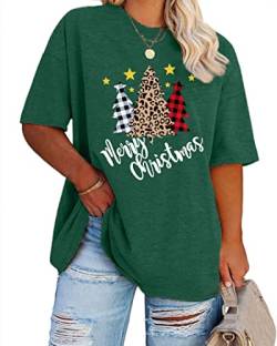 Weihnachts Tshirt Damen Große Größen Xmas Tree Shirts Rundhals Oberteile von SUWATOIN