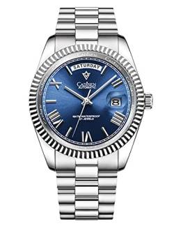 CADISEN Automatische Tauchuhren für Herren Saphir Luxus Mechanische Armbanduhr Sport Wasserdicht Edelstahl Uhr Herren, blau von SUZAKU