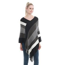 Damen Poncho Strickpullover, Elegant Strickschal Poncho mit Fransen, Strick Cape, Cardigan, Warm, Elegant von SUZALA