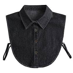 Frauen Kragen Abnehmbare Hälfte Shirt Bluse In Baumwolle, falscher Hemdkragen aus Denim-Stoff, abnehmbare Hälfte von Bluse, Kragen, Hemd von SUZALA