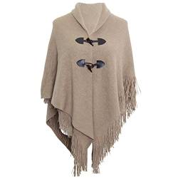 SUZALA Damen Winter Cardigan Warme Poncho Schal Wrap Elegant Strickschal mit Fransen von SUZALA