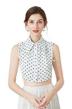 SUZALA Krageneinsatz Damen Polka Dots Abnehmbare Hälfte Shirt Blusenkragen Einsatz Hemdkragen Einsatz für Kleid Blusen und Pullover von SUZALA