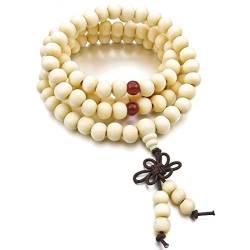 SVRITE 8mm Halskette Tibetan White Sandal 108pcs Bead Buddhist Gebet Armband, von SVRITE