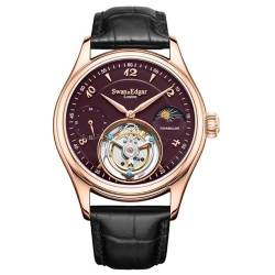 Swan & Edgar Whirlwind Tourbillon, handmontiert, automatisch, Rose Red, rosarot, Modern von SWAN AND EDGAR